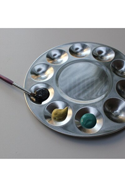 Ümraniye Hobi Sanat Paletă metalică rotundă mare, cu diametrul de 17 cm