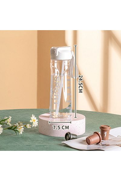 Choice 800ml White 800ml Large Capacity Plastic Transparent Water Bottle With Straw Drinking Portable Sport