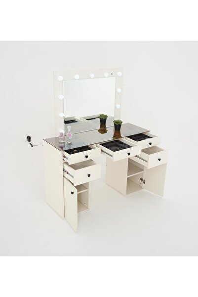 ayinci mobilya Lara ışık sensörlü kapaklı ve çekmeceli makyaj masası şifonyer