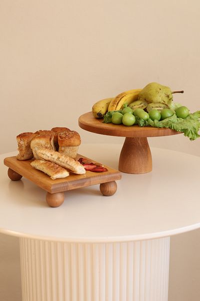 justwood طقم أطباق تقديم الكيك المستطيلة الخشبية 29/12 لوكا و17 × 25 سم من ريسوس