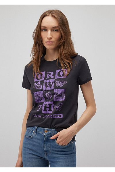 Mavi Anthracite Slim Fit Butterfly Printed T-shirt - 1612630 -70087