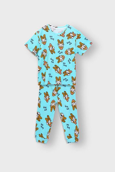 ZUZUNGA Daisy Duck Patterned Short Sleeve Children's Pajama Set (Daisy Duck)
