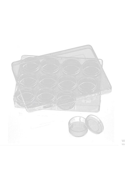 Ümraniye Hobi Sanat Şeffaf Akrilik Dikdörtgen 12 Şişeli Palet Boya Saklama Kü...