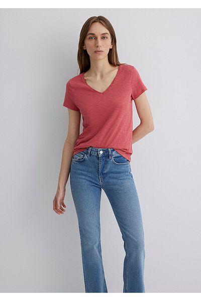 Mavi V-nyakú flaming Red Basic póló Slim Fit / Slim Fit 168260 -70397