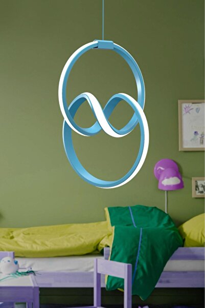 Elektroyou Emily Mavi Tekli Sarkıt Led Günışığı Ultra Ledli Salon Mutfak Oda Hol Ledli Avize