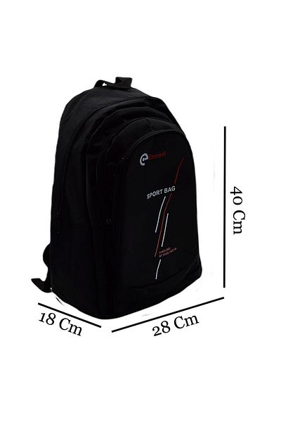 Gen-Of 3 Compartment Sport Bag School Backpack Line Printed Black Code:702