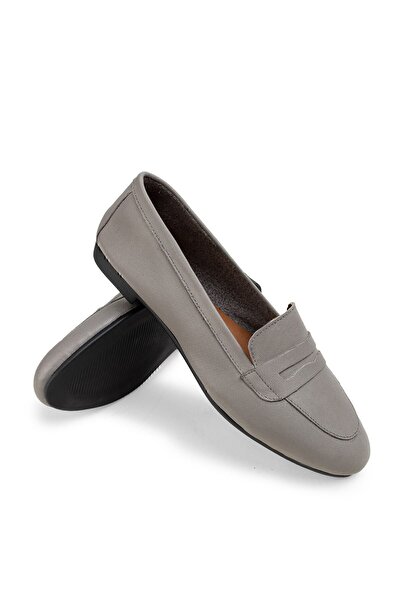 Deery Γυναικείες μπαλαρίνες από γνήσιο δέρμα γκρι