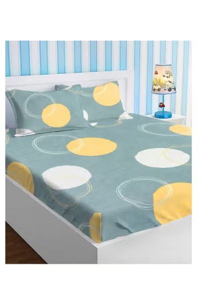 BSB HOME Premium Glace Cotton King 180 TC Fitted Bedsheet Set with 2 Pillow Covers 183x198 +25 Cms – Gray