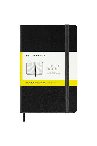 Moleskine Caiet negru în carouri, dimensiune de buzunar, copertă rigidă