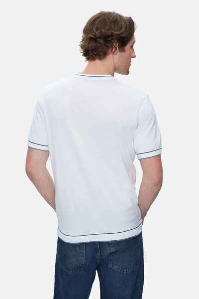 UCLA Ανδρικό μπλουζάκι FARED White Crew Neck Knitwear με κέντημα Standard Fit