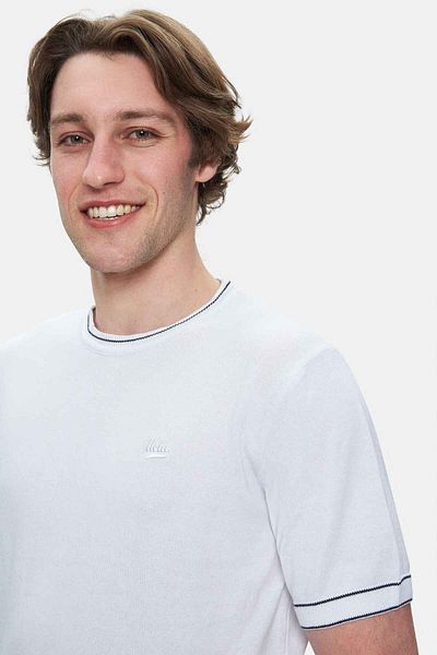 UCLA Tricou pentru bărbați FARED alb cu decolteu rotund, brodat, cu potrivire standard