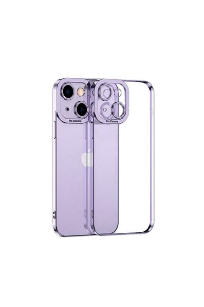 REDz Accessories Carcasă model Luxury, Capac complet, Pentru iPhone 15, Margini colorate, Silicon transparent, Mov