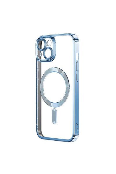 REDz Accessories Husă Luxe Armor, Magsafe, pentru iPhone 15, protecție cameră, silicon, transparentă, albastru Sierra