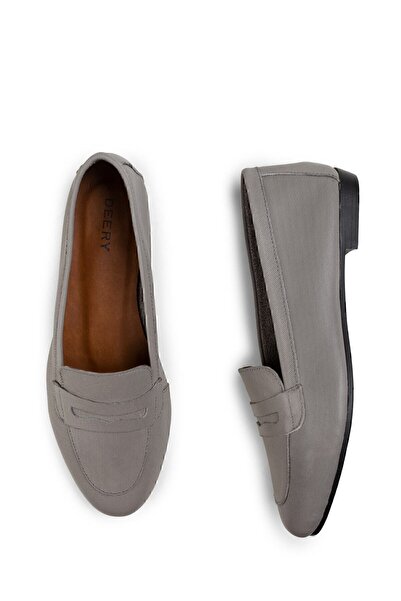 Deery Γυναικείες μπαλαρίνες από γνήσιο δέρμα γκρι