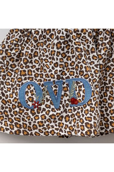 Overdo Girl's Leopard Print Sleeveless Denim Dress
