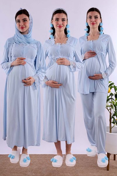 ByLohusa Effortt Blue Hijab Maternity Maternity Set Byl2T24052