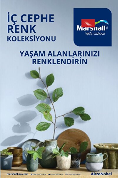 Marshall 5'li Set Silikonlu Özel Mat Iç Cephe Duvar Boyası Mavi Çam 15-7.5-2.5lt