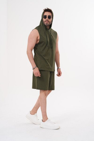 ACTIVE MODA - Men's Sports Athlete Tshirt-Shorts 2-Piece Set Large Size