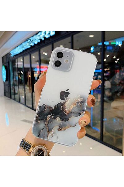 REDz Accessories Carcasă Artistic Design, silicon, compatibilă cu iPhone 12 Pro, transparentă, gri
