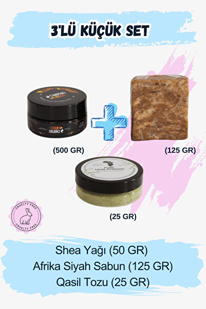 FADHILA ORGANICS 3'lü Küçük Set - Nemlendirici & Leke Karşıtı - Shea Qasıl Sabun