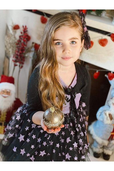 Hilal Akıncı Kids Girl's Starry Silvery Love Model Evening Dress