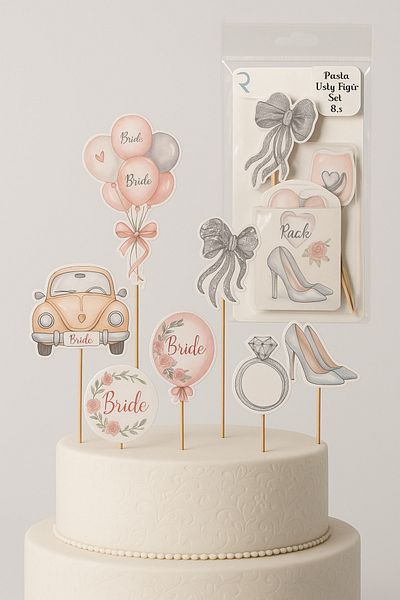 Ege Pastacılık Cake Toothpick Set of 6 Bride to Be Figures
