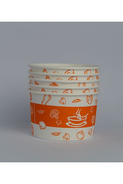 AMBALAJ TEDARİK DÜNYASI Paper-Carton Soup Bowl 16 oz with Clear Lid, 25 Pieces