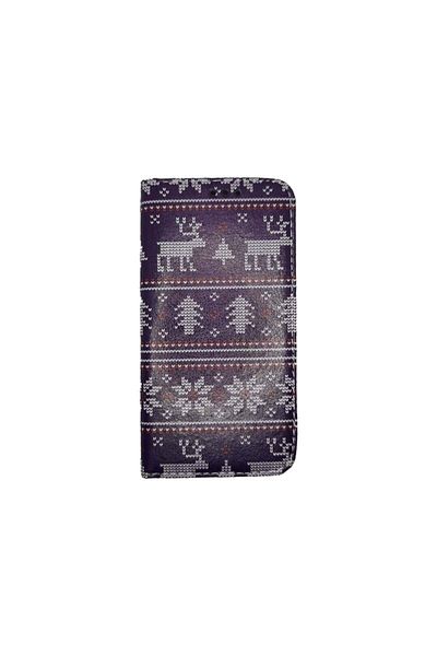 REDz Accessories Husă tip carte cu clapă de Crăciun pentru iPhone 7/8/SE2, model Christmas Knit, portofel cu suport, violet, violet