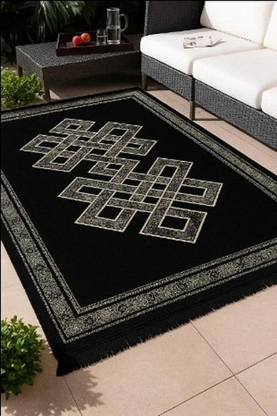 BSB HOME Chenille Carpet 150 x 210cm - 500 GSM Velvet Area Rug - Black