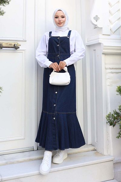 benguen Τζιν φόρεμα Salopet Navy Blue 563