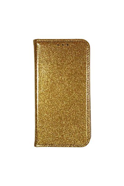 REDz Accessories Flip Book Case For Iphone 12 Mini Magnetic With Stand And Card Holder Glossy Glitter Model Gold
