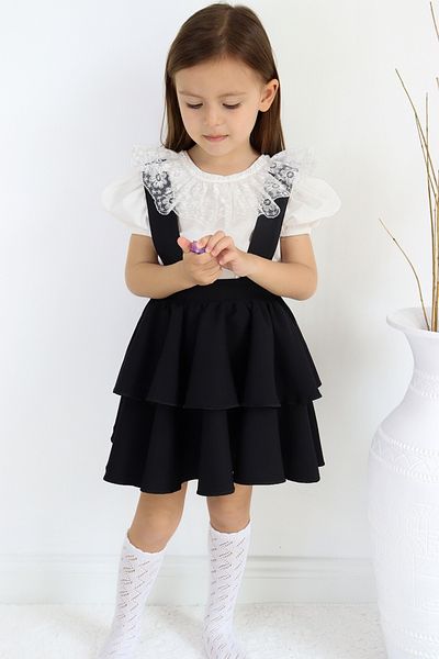 Parla Kids Gilet Helen 29 octombrie din dantelă neagră pentru fete - Bluză cu mânecă scurtă și seturi de rochii de seară