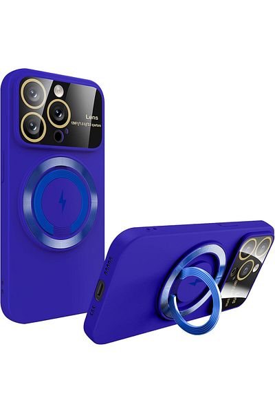 REDz Accessories Camera Protection Case, Magsafe Holder Ring For Iphone 15 Pro, Secure Ring, Silicone, Dark Blue