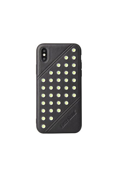 REDz Accessories Carcasă seria Star, pentru iPhone XS Max, neagră, model Crazy Horse, piele artificială, Fierre Shann