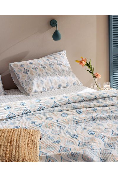 Madame Coco Verne Single 100% Cotton Karde Printed Pique Set - Colorful