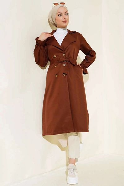BUTİK C Belted Trench Coat - Tile