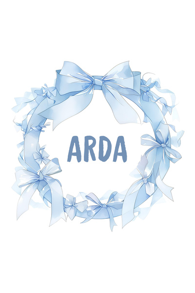 Pera İsme Özel Mavi Kurdele Erkek Bebek Etiket 4 Cm Yuvarlak 70 Adet