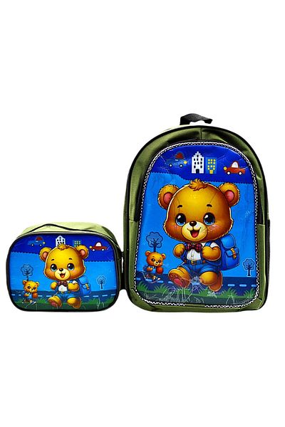 Gen-Of 2 Compartment Teddy Bear School Backpack and Lunch Box Khaki Code:1309