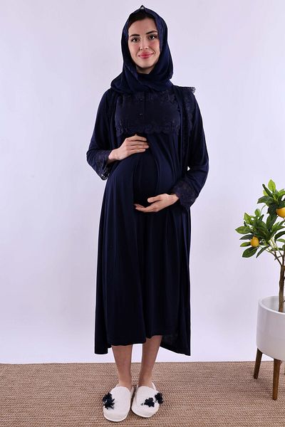 ByLohusa Effortt Navy Blue Hijab Pregnant Maternity Set Byl2T24052