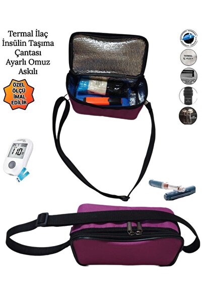 SEVBAGS İlaç İnsülin Taşıma Termal Termos Çantası Ayarlı Omuz Askılı Omuz Çan...