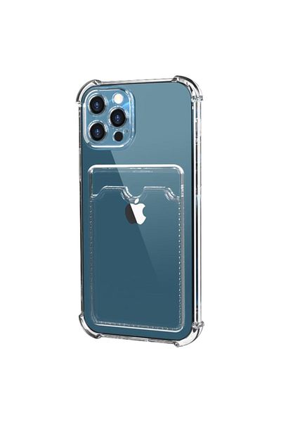 REDz Accessories Carcasă Card Armor, colțuri airbag, slot pentru card, pentru iPhone 13 Pro Max, silicon transparent