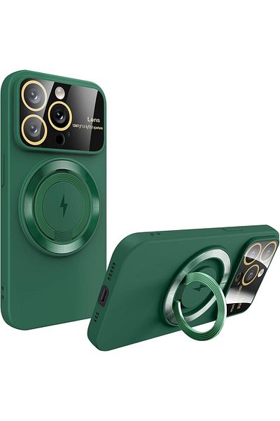 REDz Accessories Camera Protection Case, Magsafe Holder Ring For Iphone 15 Pro Max, Secure Ring, Silicone, Green