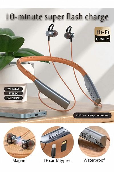 Generic DUNISO Wireless Bluetooth Headphones Neckband Headset With Retractable Earbuds
