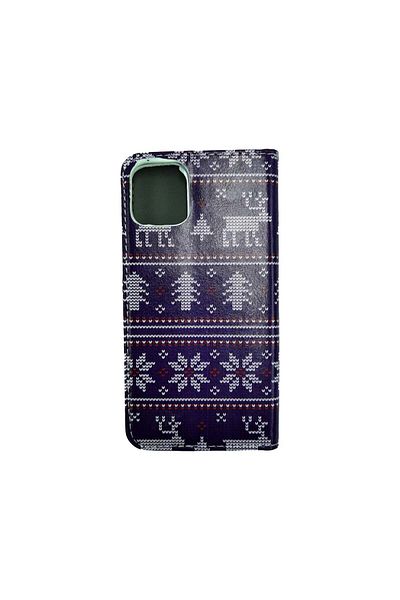 REDz Accessories Husă tip Flip Book pentru iPhone 11 Pro, model Christmas Knit, portofel cu suport, mov, mov