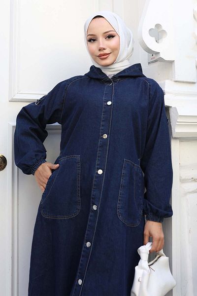 benguen Καπάκι τζιν με κουκούλα Navy Blue 1352