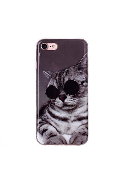 REDz Accessories Carcasă compatibilă cu iPhone 7/8/SE2, model Cool Cat, silic...
