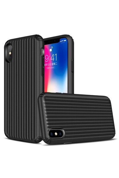 REDz Accessories Husă model Travel Box, pentru iPhone XS / X, neagră, de prot...