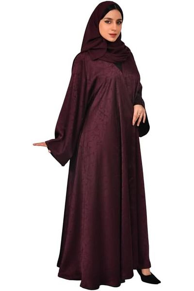 HAWRAA Burgundy kaftan with wide sleeves