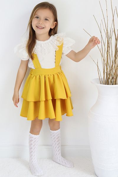 Parla Kids Rochie Helen Yellow pentru fete - 29 octombrie, dantela ecru, bluze cu maneca scurta si seturi de rochii de seara