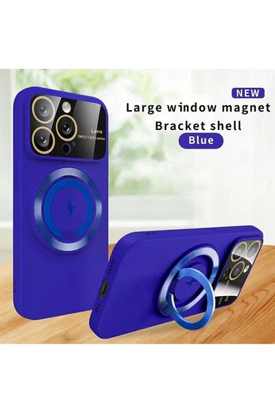REDz Accessories Camera Protection Case, Magsafe Holder Ring For Iphone 15 Pro, Secure Ring, Silicone, Dark Blue
